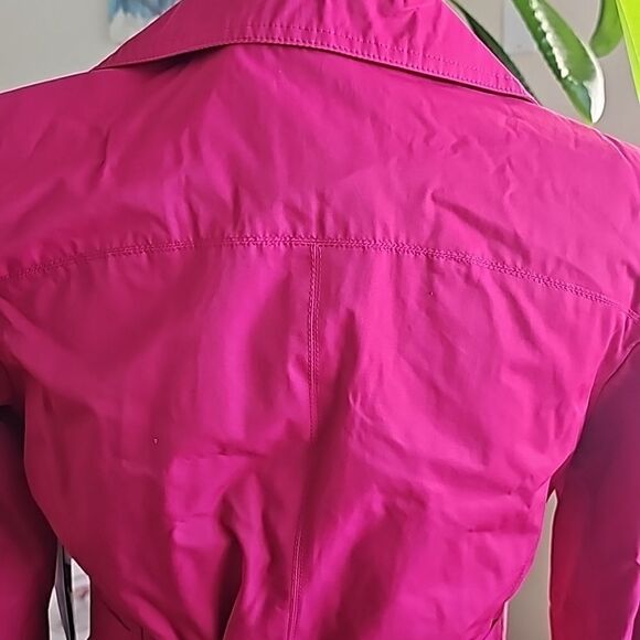 London Fog raspberry mid length trench coat size small - Picture 6 of 14